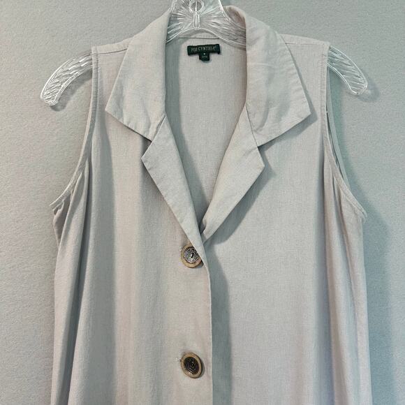 For Cynthia Sleeveless Linen Sharkbite Shirt Dress Patch Pocket Lagenlook Sz S - Picture 3 of 10